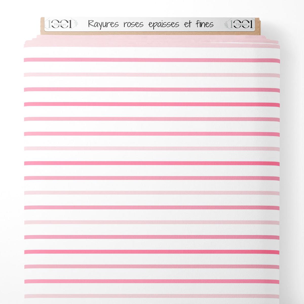 Tissu - Rayures roses paisses et fines