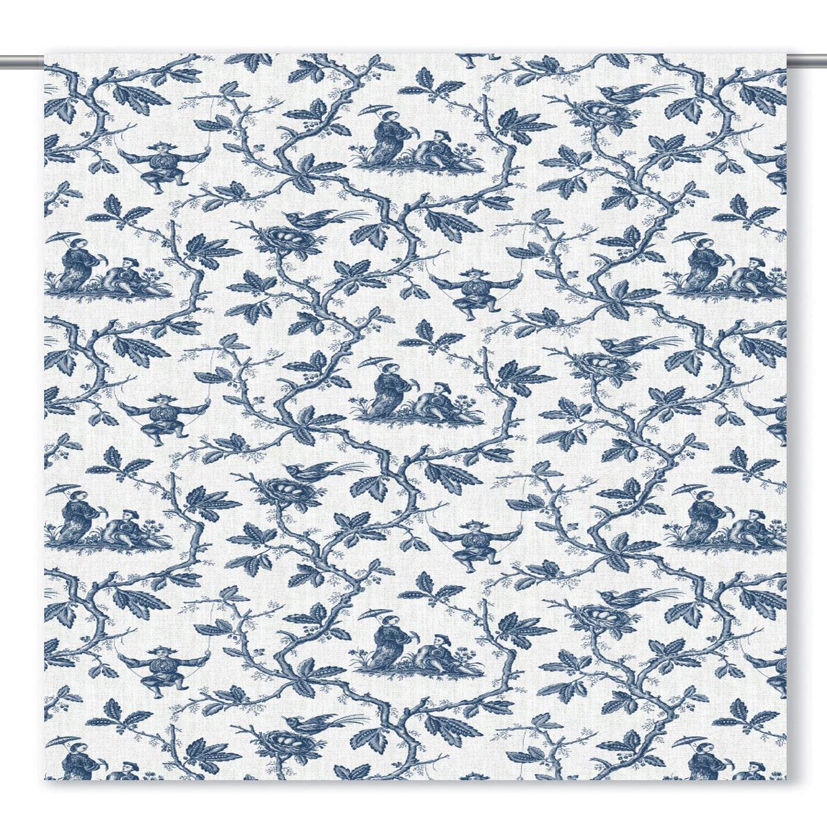 'Kagami' Fabric by the Yard (Navy Blue/ White)