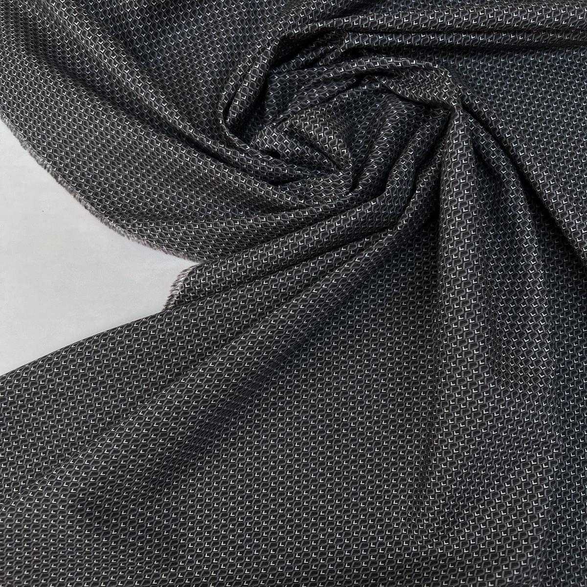 `Italian printed cotton poplin fabric  gray geometric pattern | 100% cotton | 100 g/m | 147 cm`