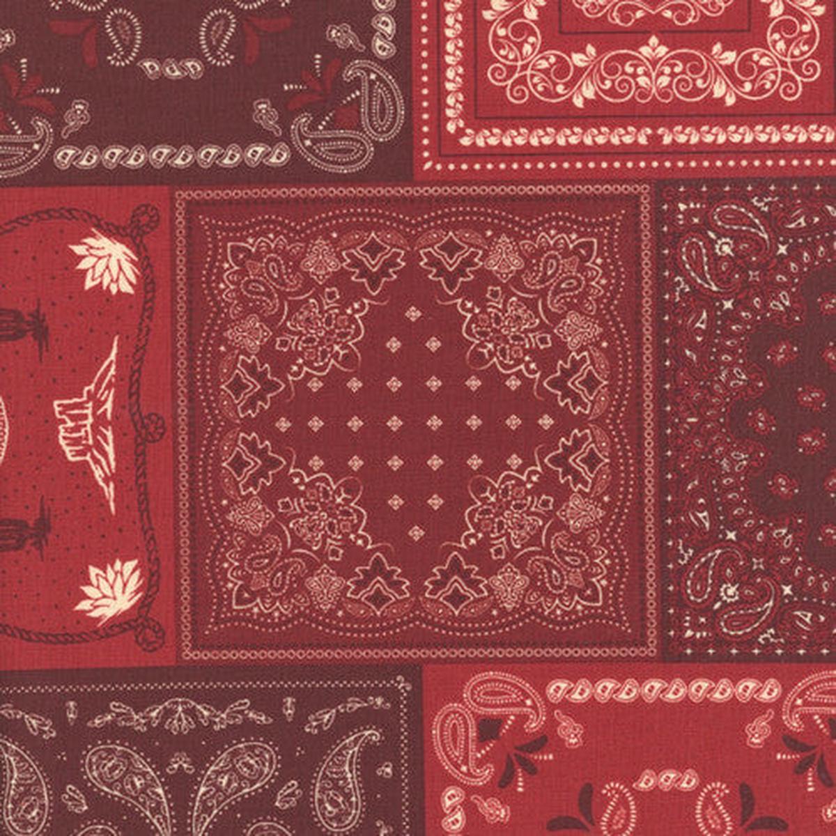 John Wayne American West Paisley Bandana Red Riley Blake Cotton Fabric RB-C16623-RED