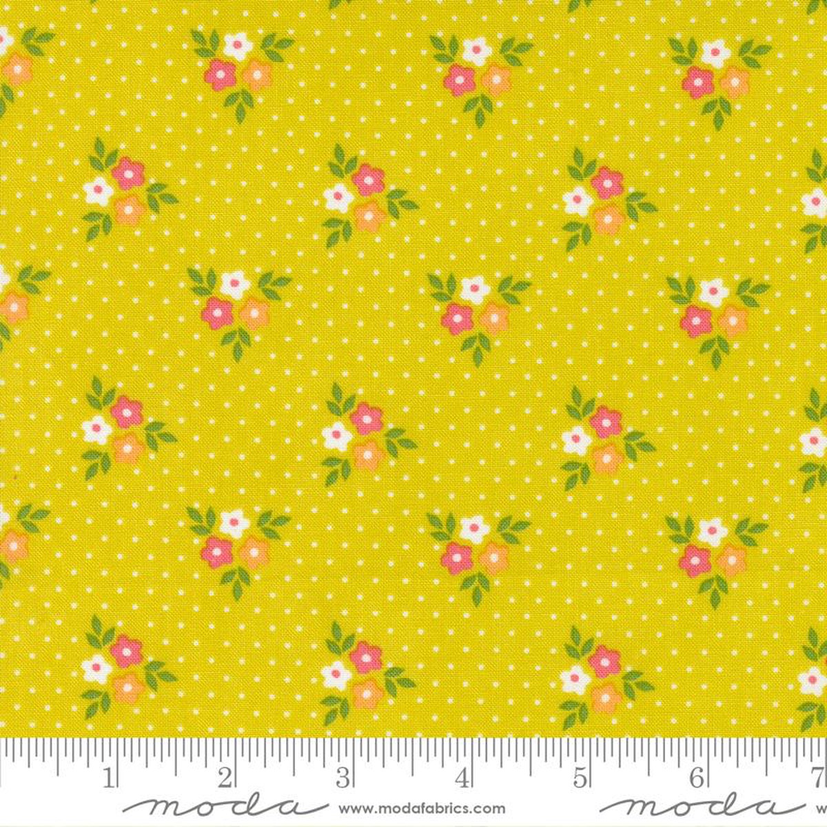 Strawberry Lemonade Bouquets Florals Dots Lemonade Yellow Sherri & Chelsi Moda Cotton Fabric