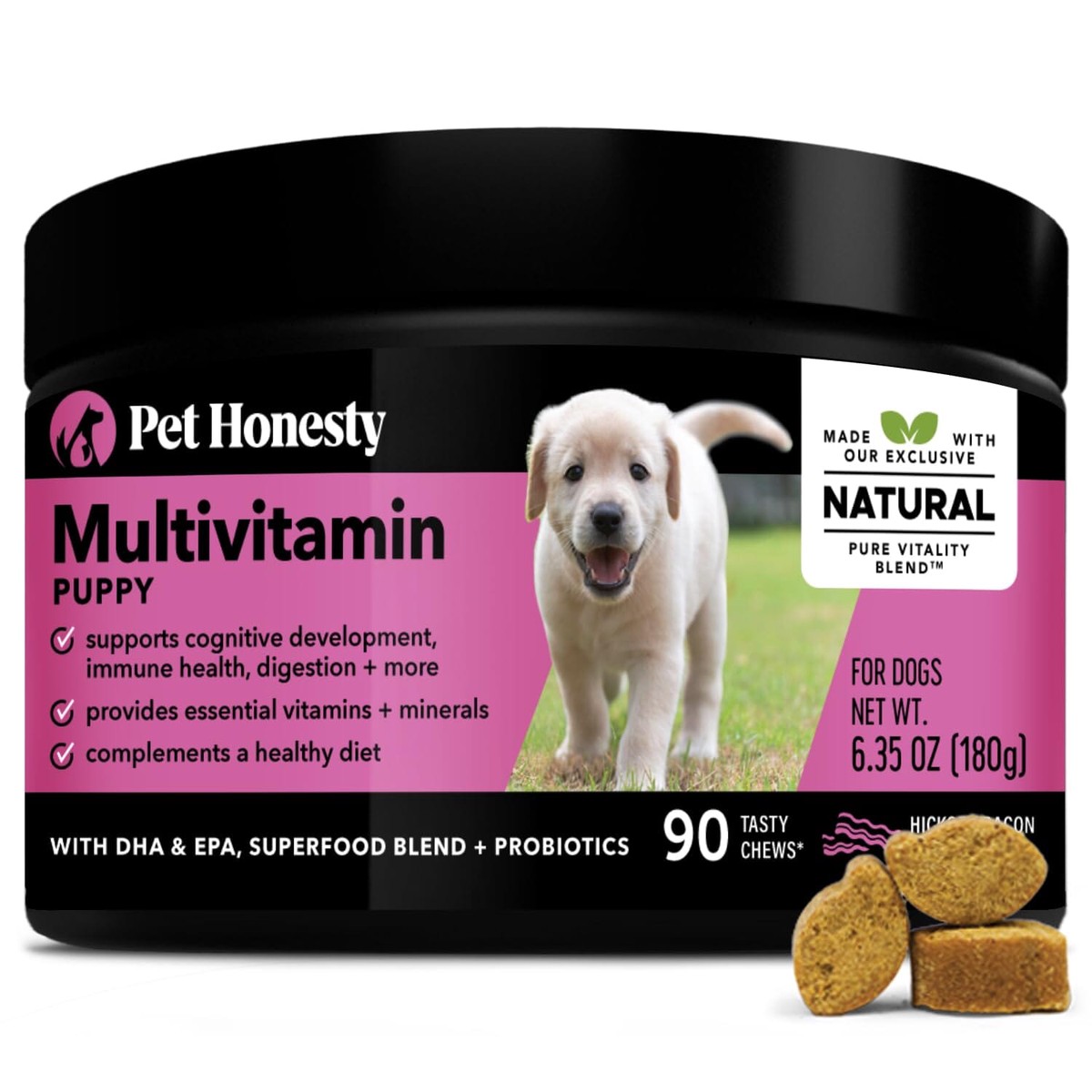 Pet Honesty Multi-Vitamin Essential Puppy Chewy Dog Supplements - 6.4 Oz - 90 Count