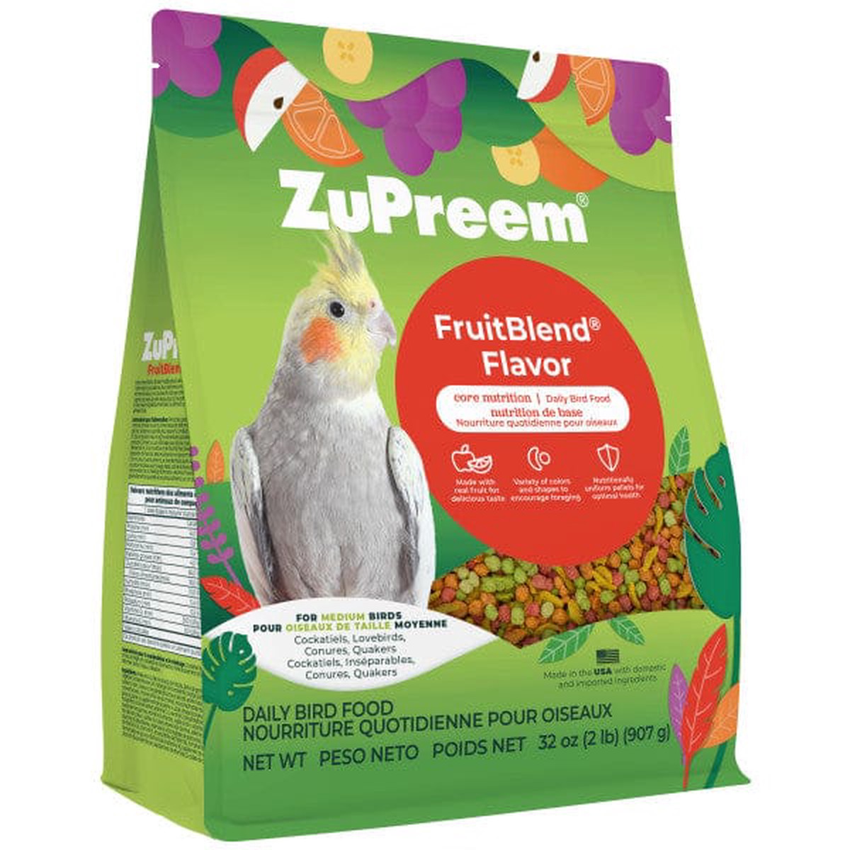 ZuPreem FruitBlend Flavor Bird Food, Medium