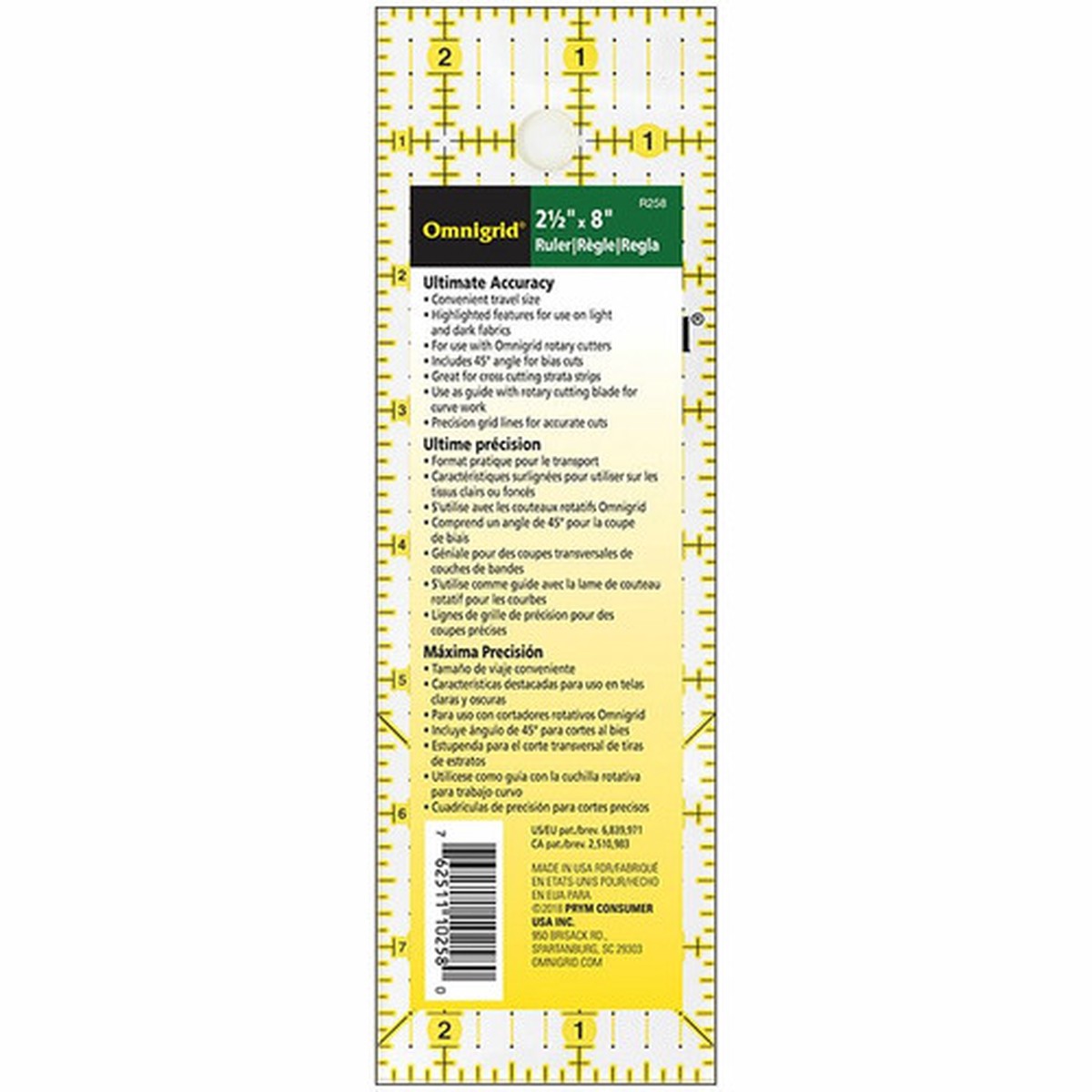 25 X 8 Omnigrid ruler sewing quilting ruler