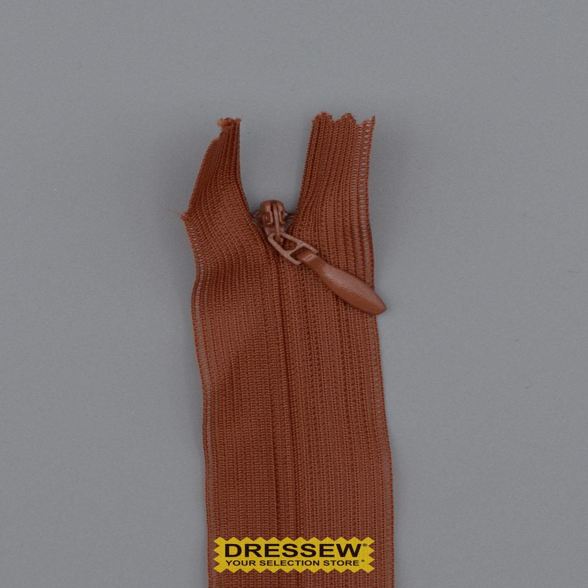 Invisible Closed End Zipper 55cm Dark Rust