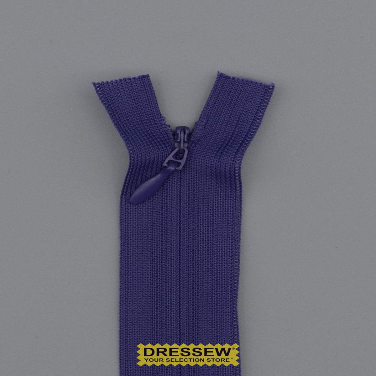 Invisible Closed End Zipper 55cm Purple
