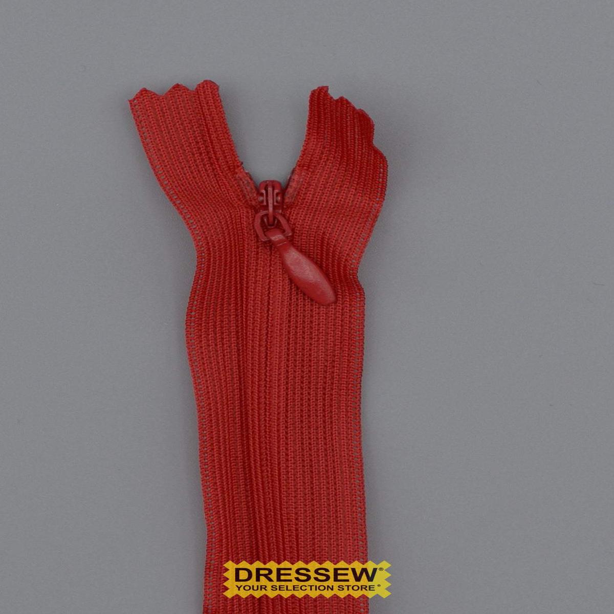 Invisible Closed End Zipper 50cm Hot Red