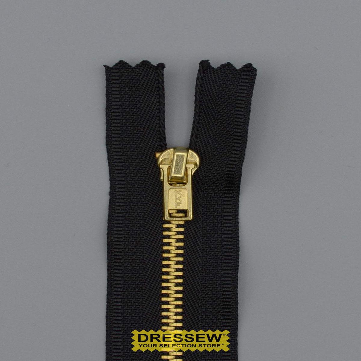#3 Fine Brass Closed End Zipper 15cm Black