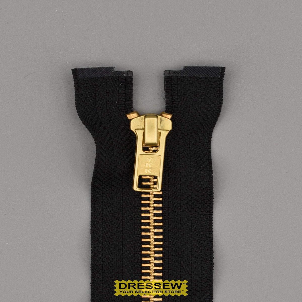 YKK #5 Brass Separating Zipper 20cm Black