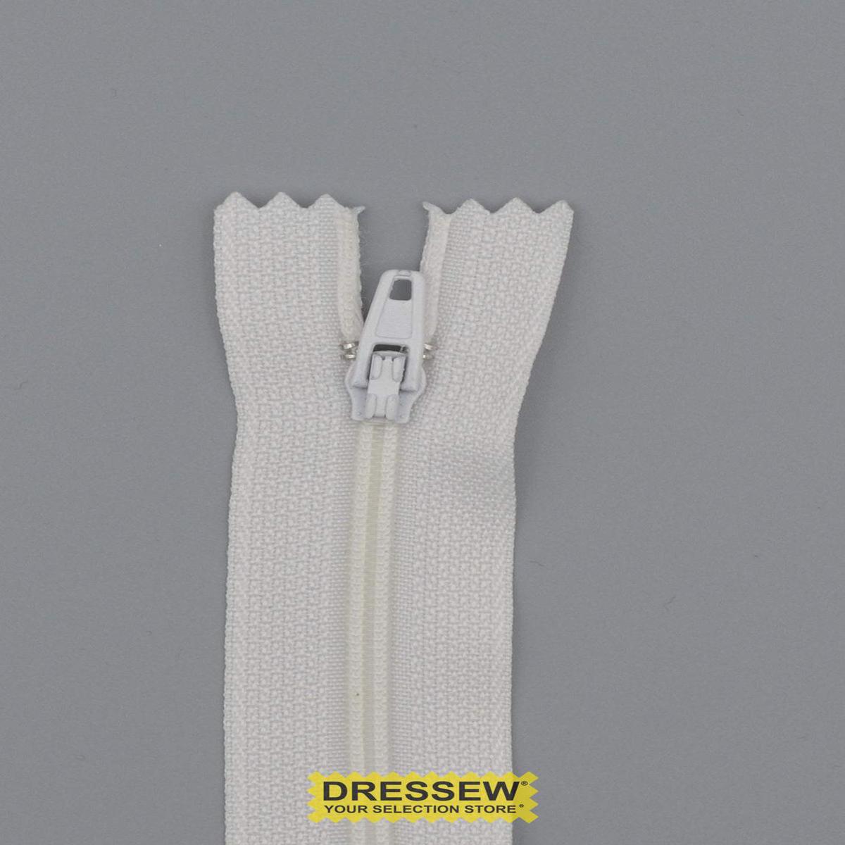 #3 Fine Coil Closed End Zipper 40cm Snow White